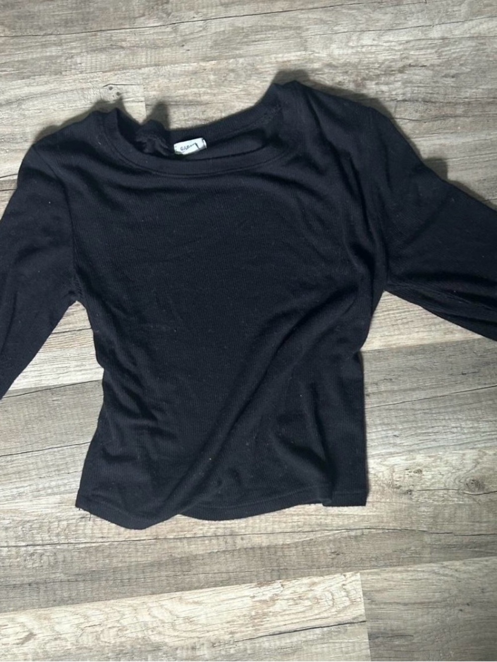 Garage Black Ribbed Long Sleeve Women's Top